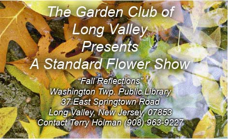 The Garden Club of Long Valley will display a Standard Flower Show 